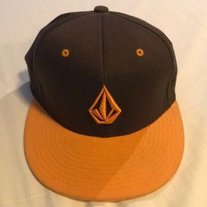 Volcom Stone Logo Flexfit Brown and Orange Hat